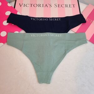 Victoria's Secret 2pk Seamless Stretch Nylon Thong Panties Size Sm